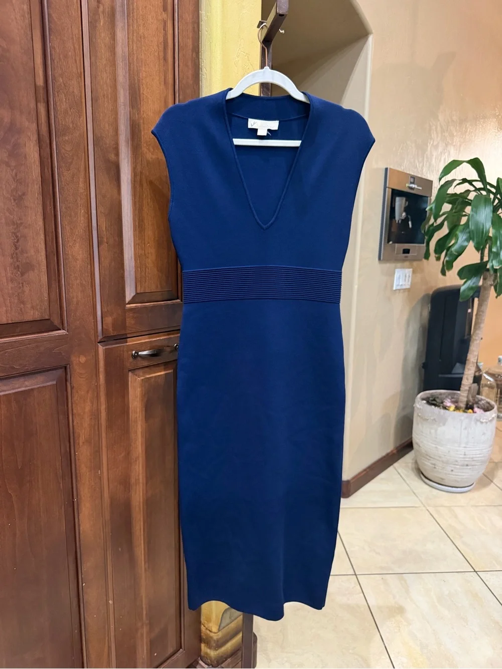 NWOT Michael Kors Navy Blue Bodycon Sheath Midi Dress Size Medium
